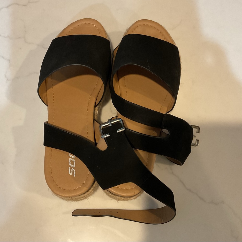 Soda Black Espadrille Sandals